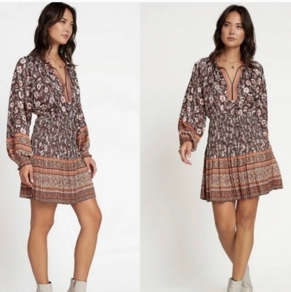 Anthropologie Petite Current Air Floral Long Sleeve Midi Dress Size X-Small - Picture 9 of 9